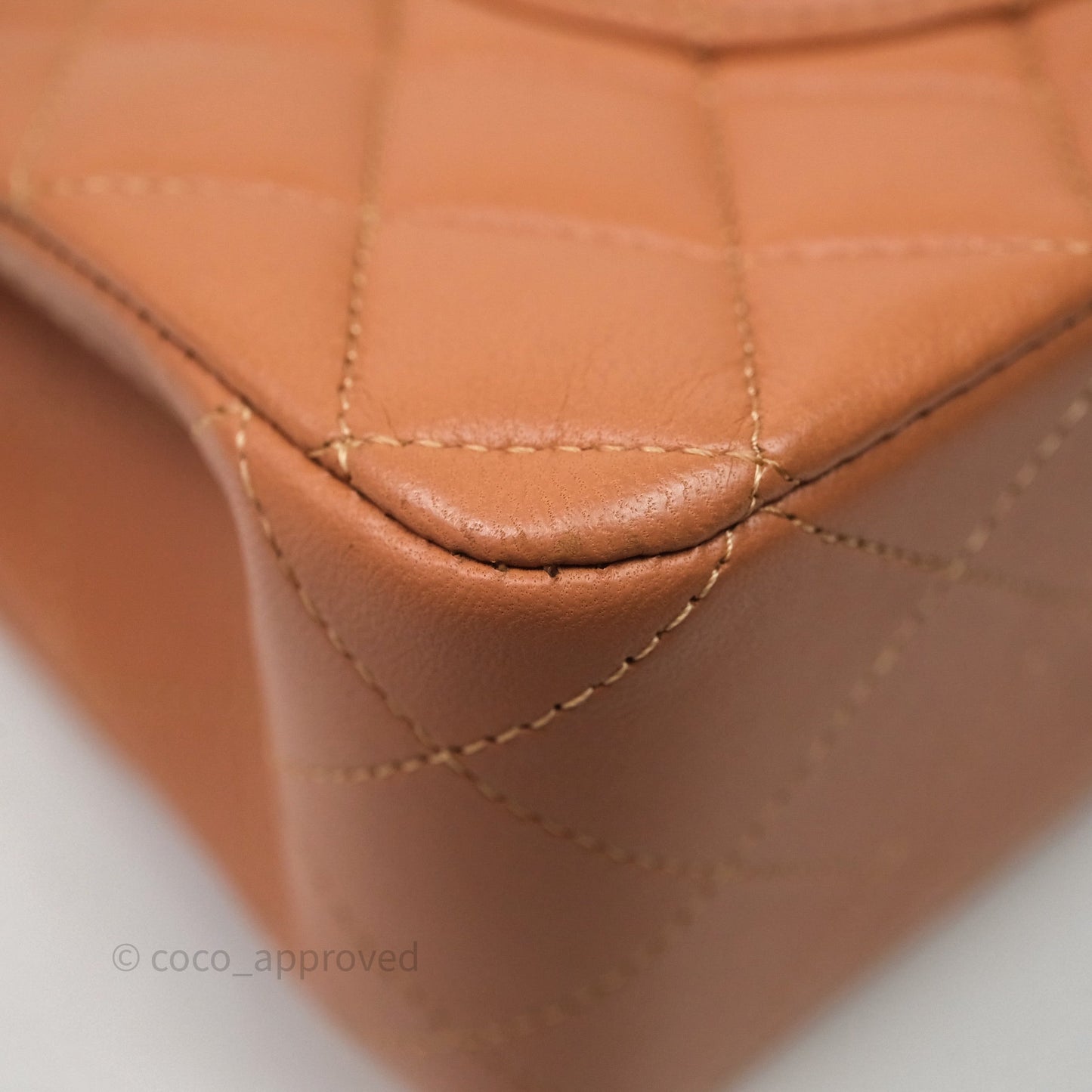 Chanel Classic M/L Medium Flap Quilted Dark Beige Caramel Lambskin Gold Hardware