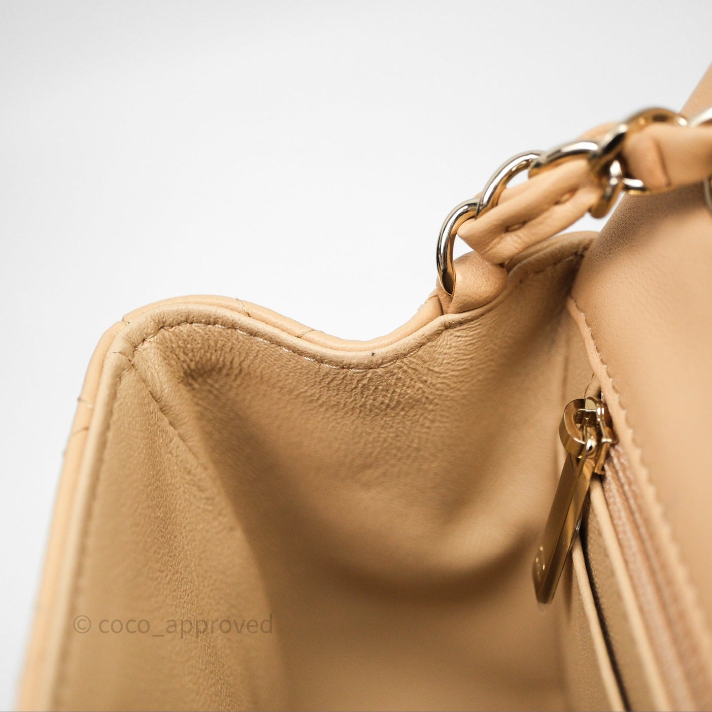 Chanel Mini Square Flap Quilted Beige Lambskin Gold Hardware