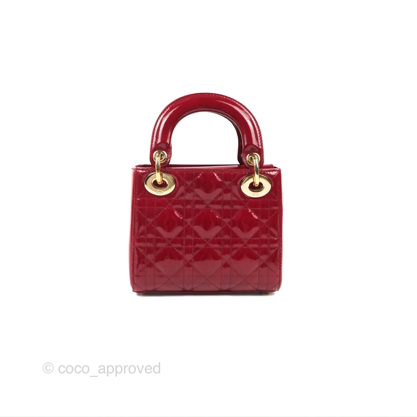 Christian Dior Mini Lady Dior Bag Red Patent Gold Hardware