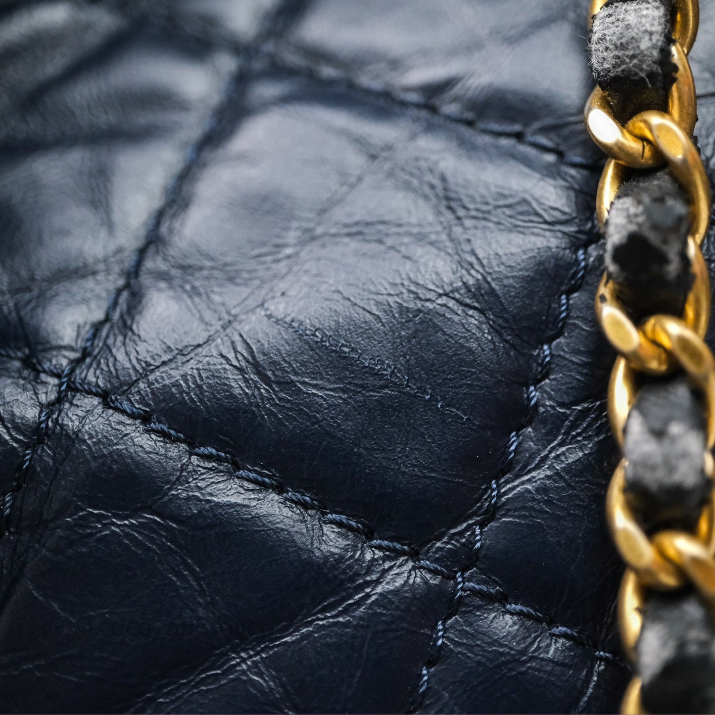 Chanel Small Gabrielle Backpack Navy Black Aged Calfskin