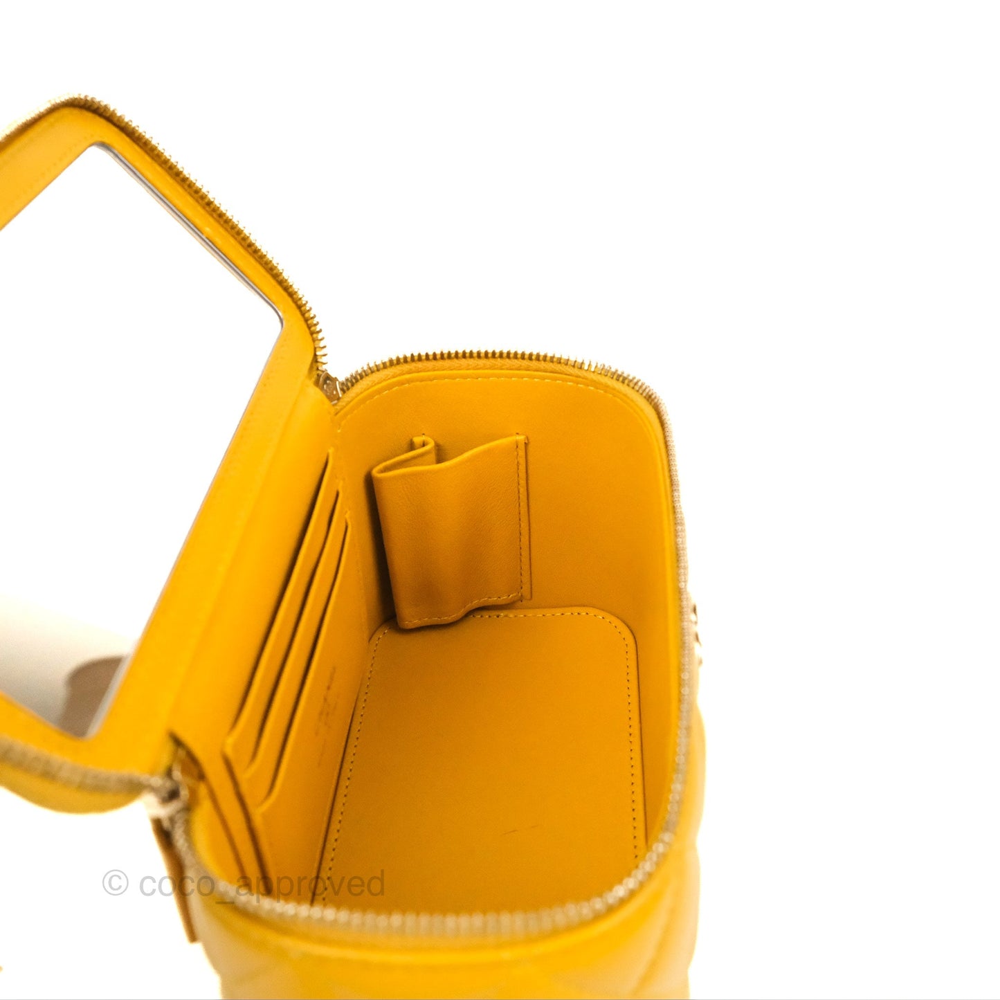 Chanel Vanity Rectangular Top Handle Yellow Lambskin Gold Hardware