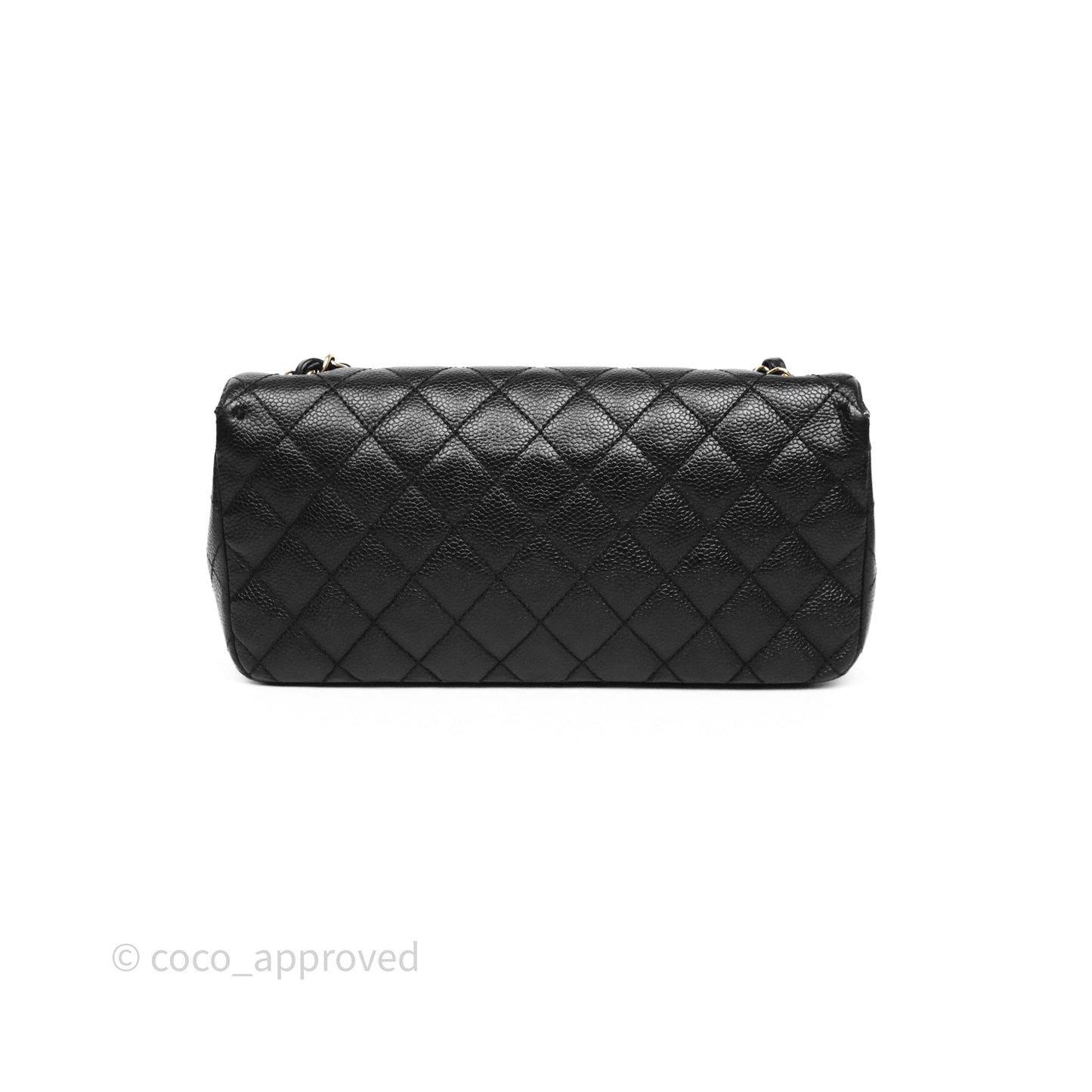Chanel Quilted East West Flap Bag Black Caviar Gold Hardware