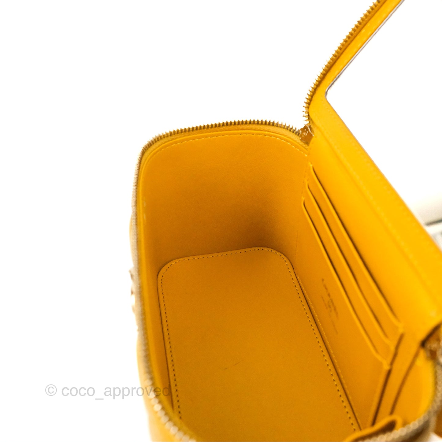 Chanel Vanity Rectangular Top Handle Yellow Lambskin Gold Hardware