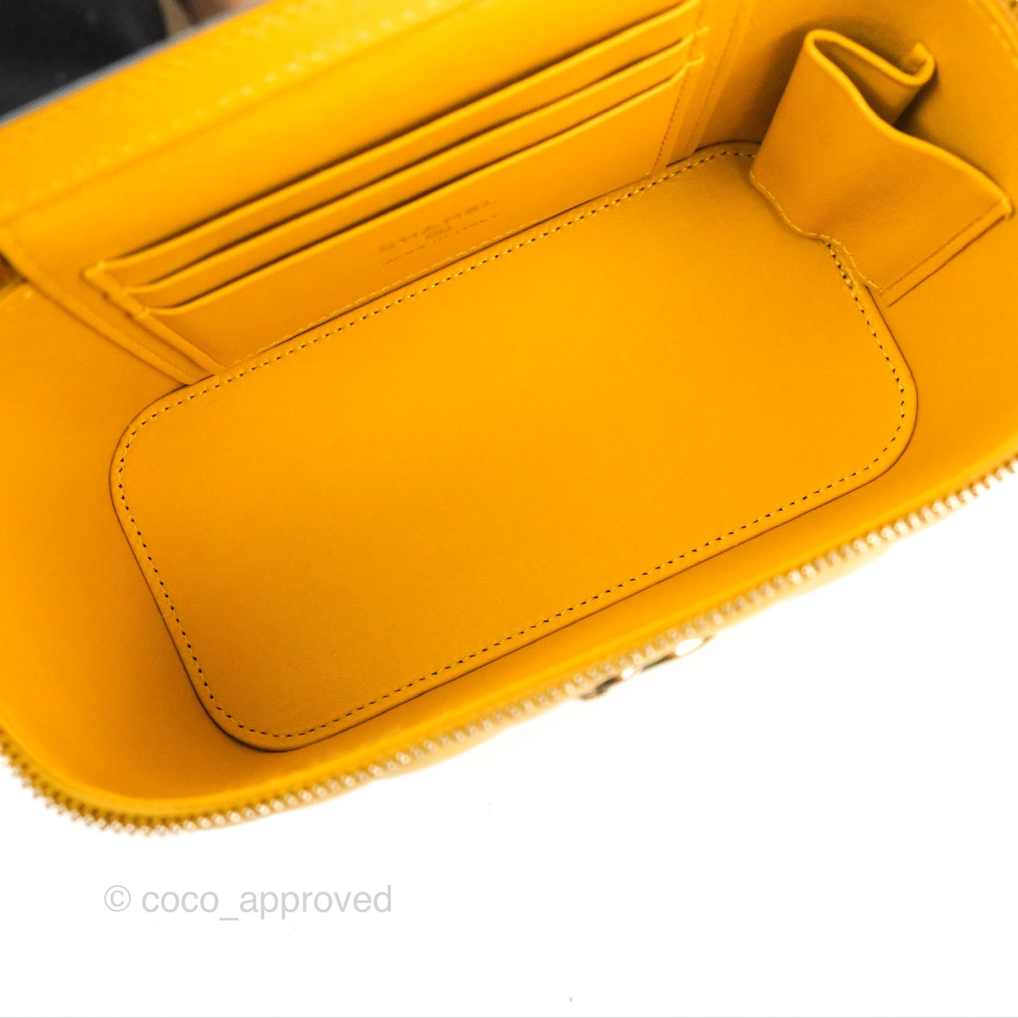 Chanel Vanity Rectangular Top Handle Yellow Lambskin Gold Hardware