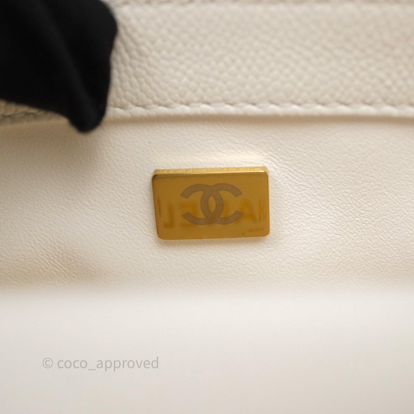 Chanel Mini Flap Bag Heart Adjustable Chain White Caviar Aged Gold Hardware
