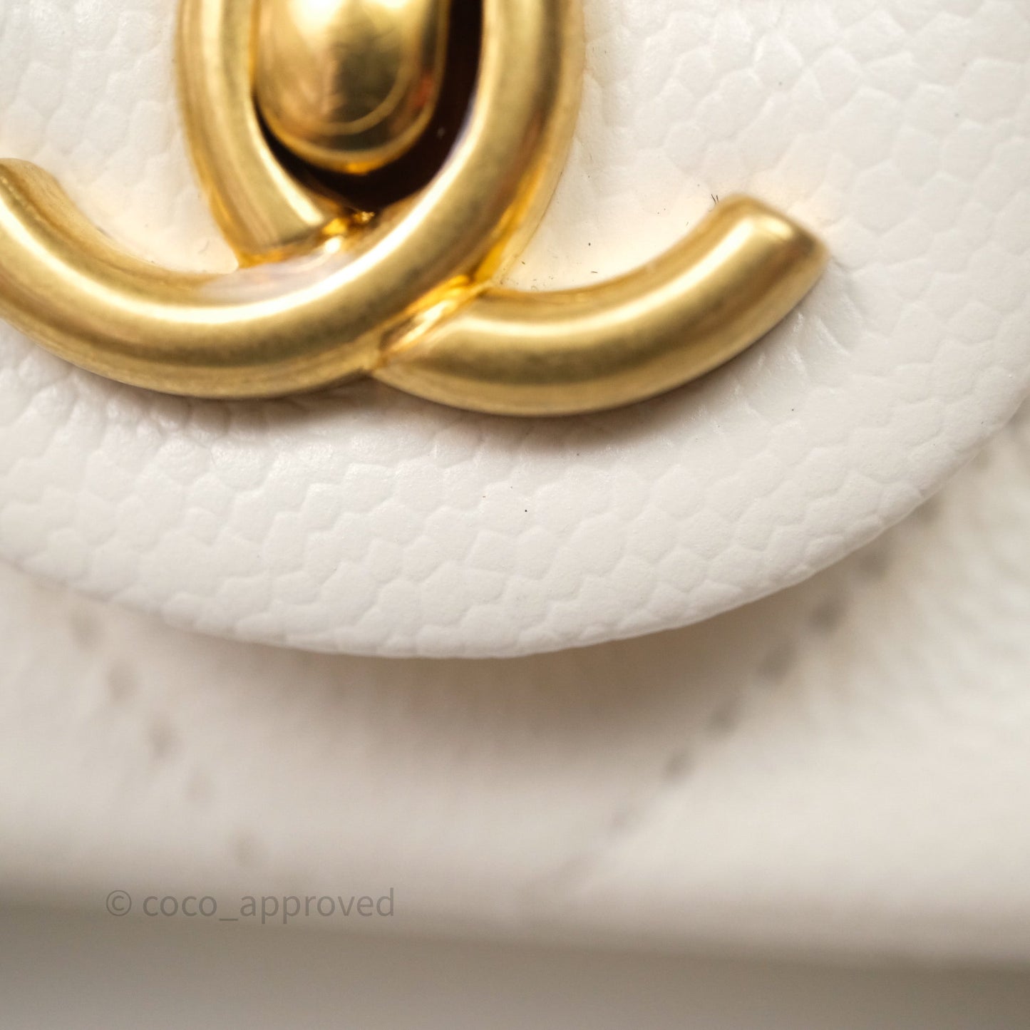 Chanel Mini Flap Bag Heart Adjustable Chain White Caviar Aged Gold Hardware