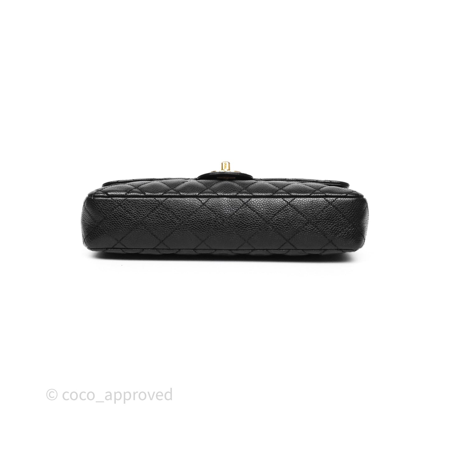 Chanel Quilted East West Flap Bag Black Caviar Gold Hardware