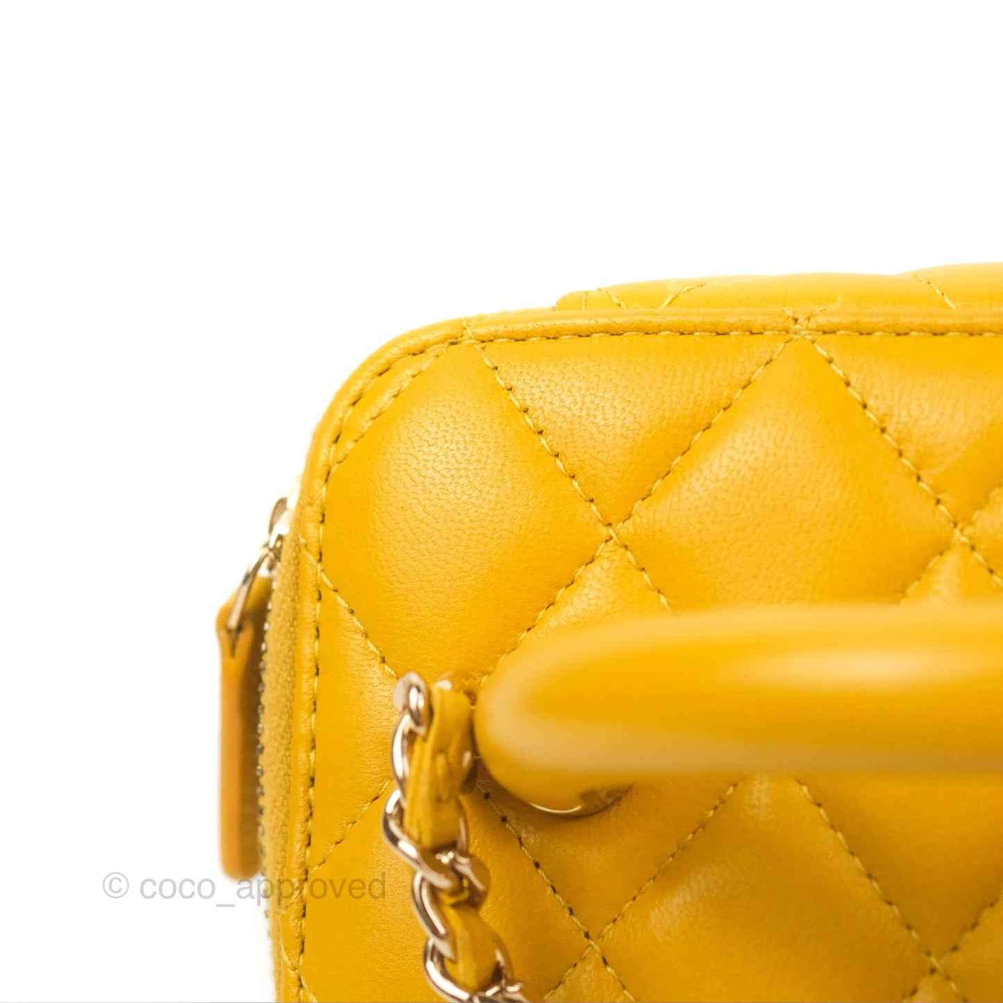 Chanel Vanity Rectangular Top Handle Yellow Lambskin Gold Hardware