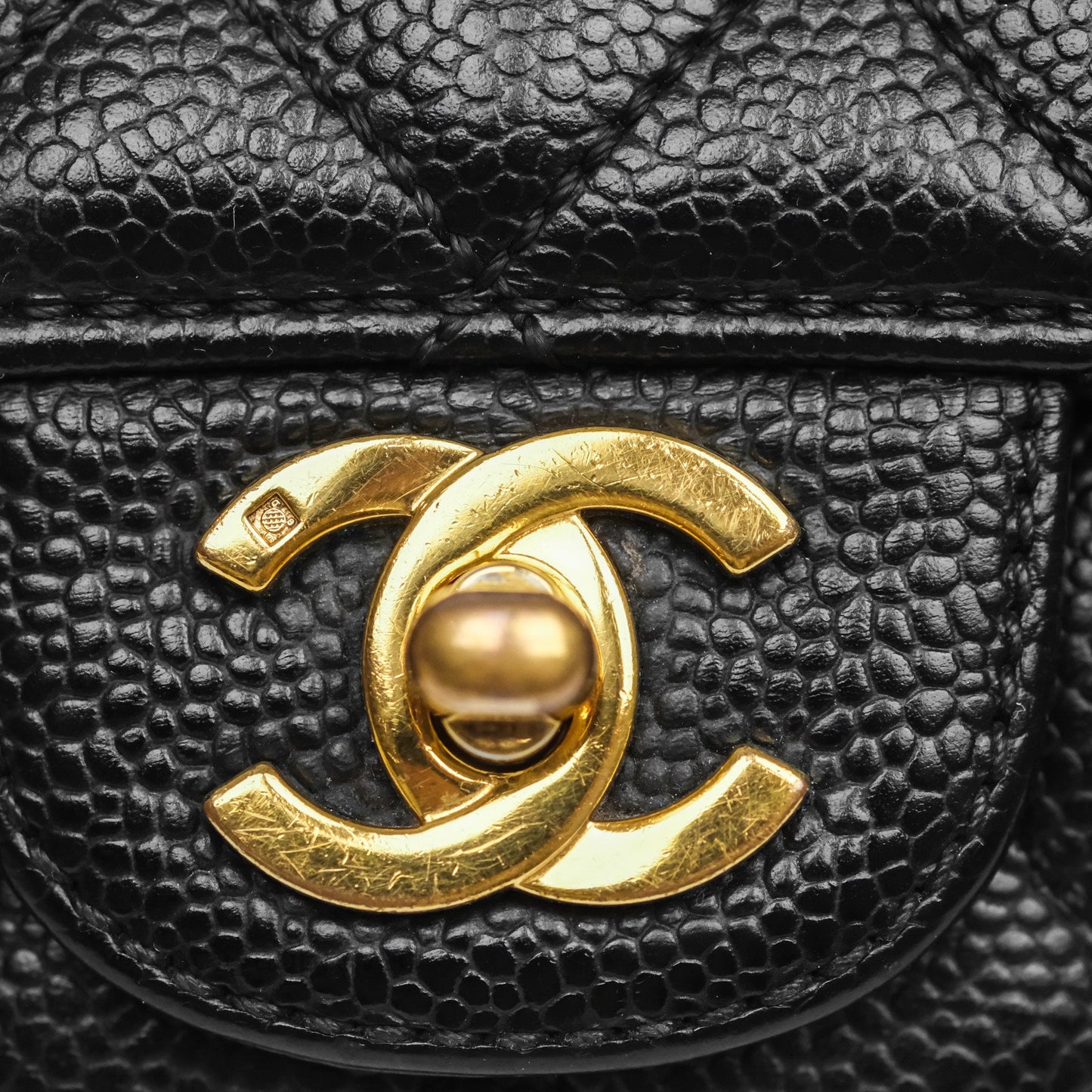 Chanel Quilted East West Flap Bag Black Caviar Gold Hardware