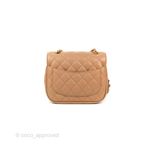 Chanel Small Flap Bag Dark Beige Caviar Gold Hardware 22K