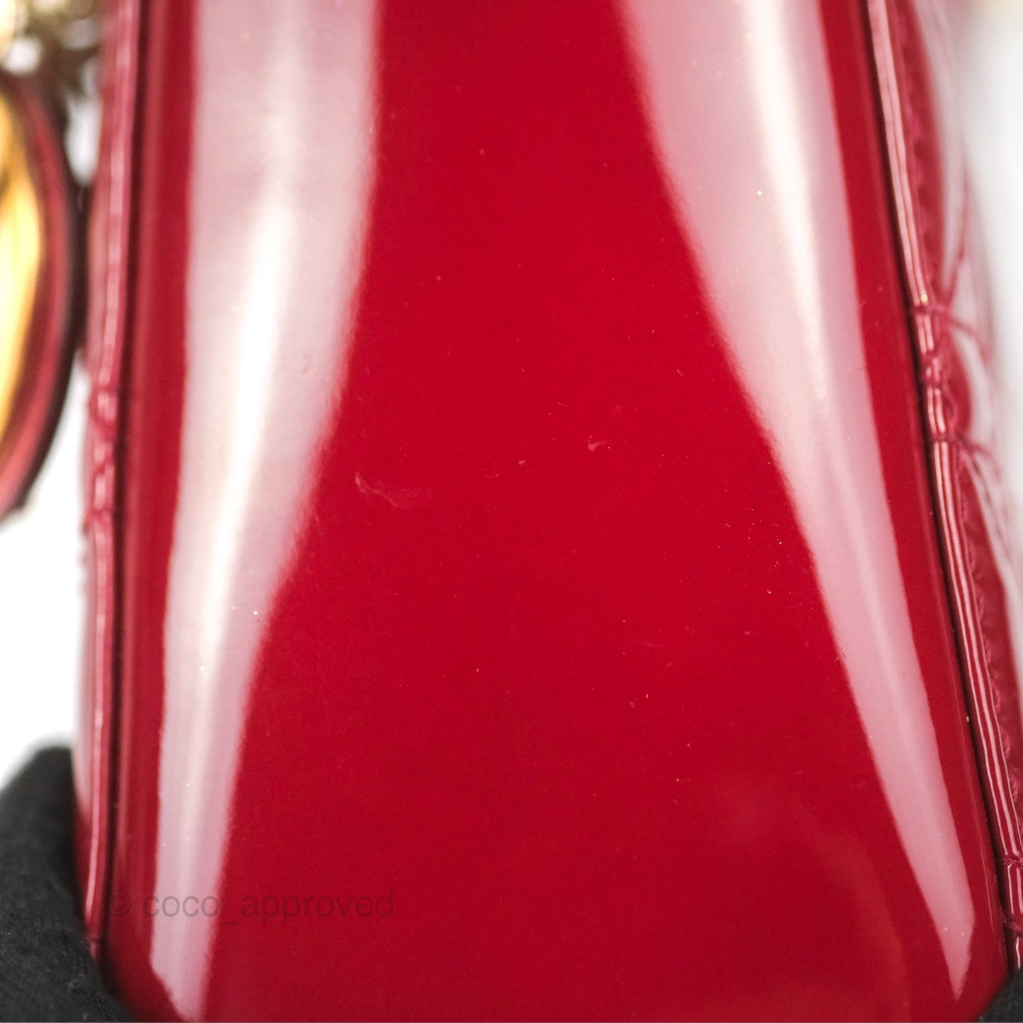 Christian Dior Mini Lady Dior Bag Red Patent Gold Hardware