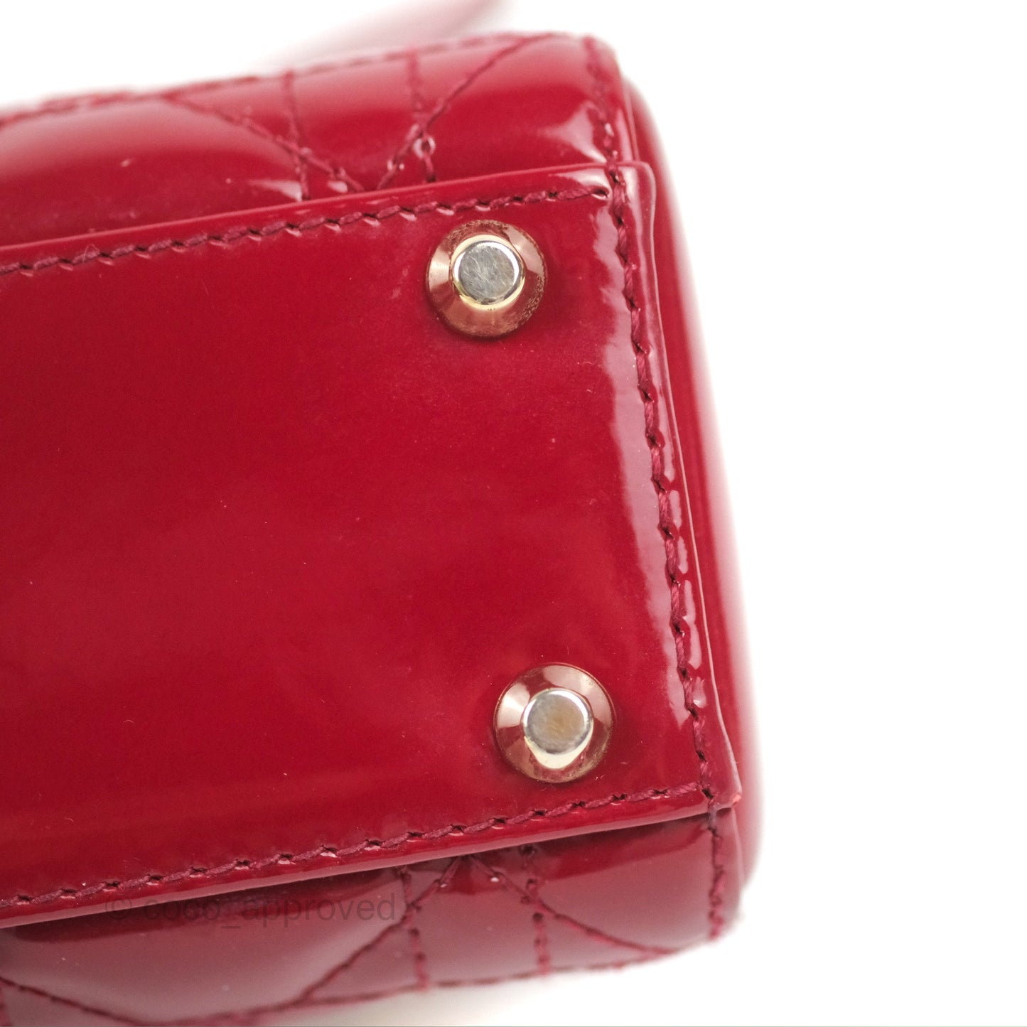 Christian Dior Mini Lady Dior Bag Red Patent Gold Hardware