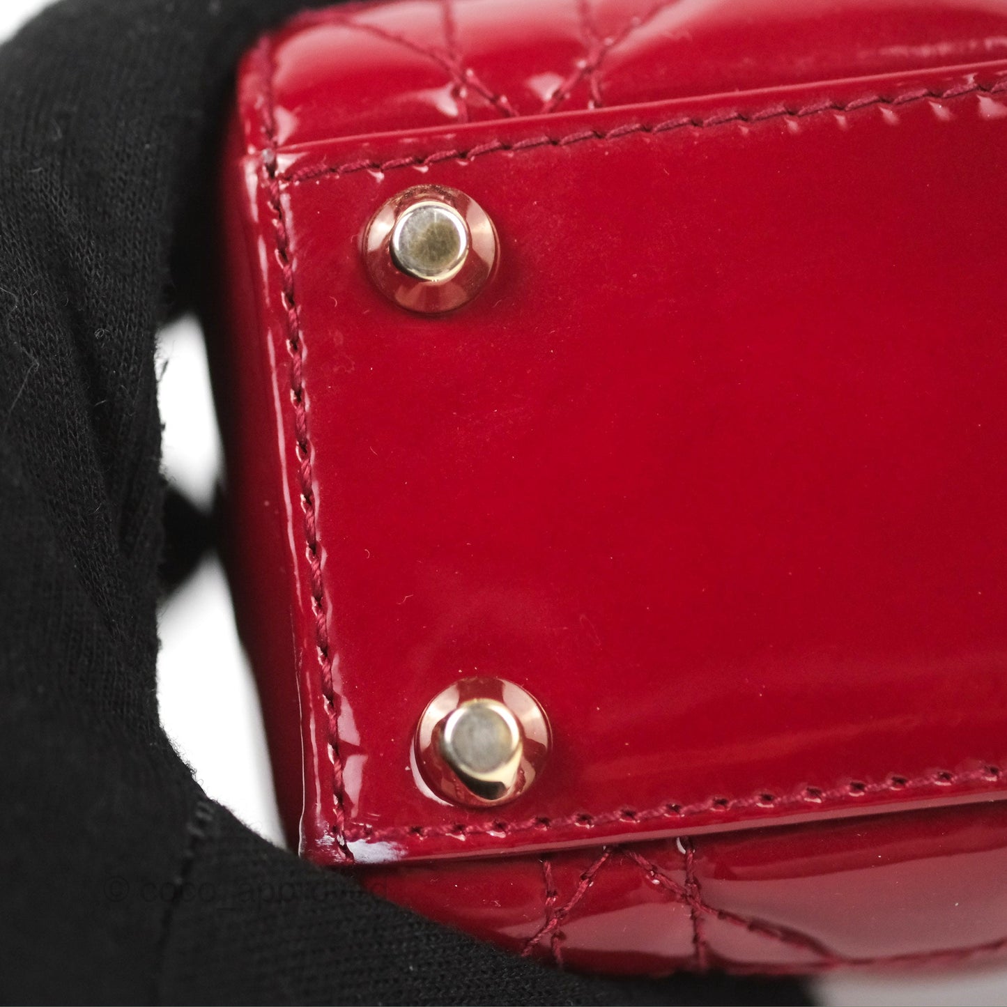 Christian Dior Mini Lady Dior Bag Red Patent Gold Hardware