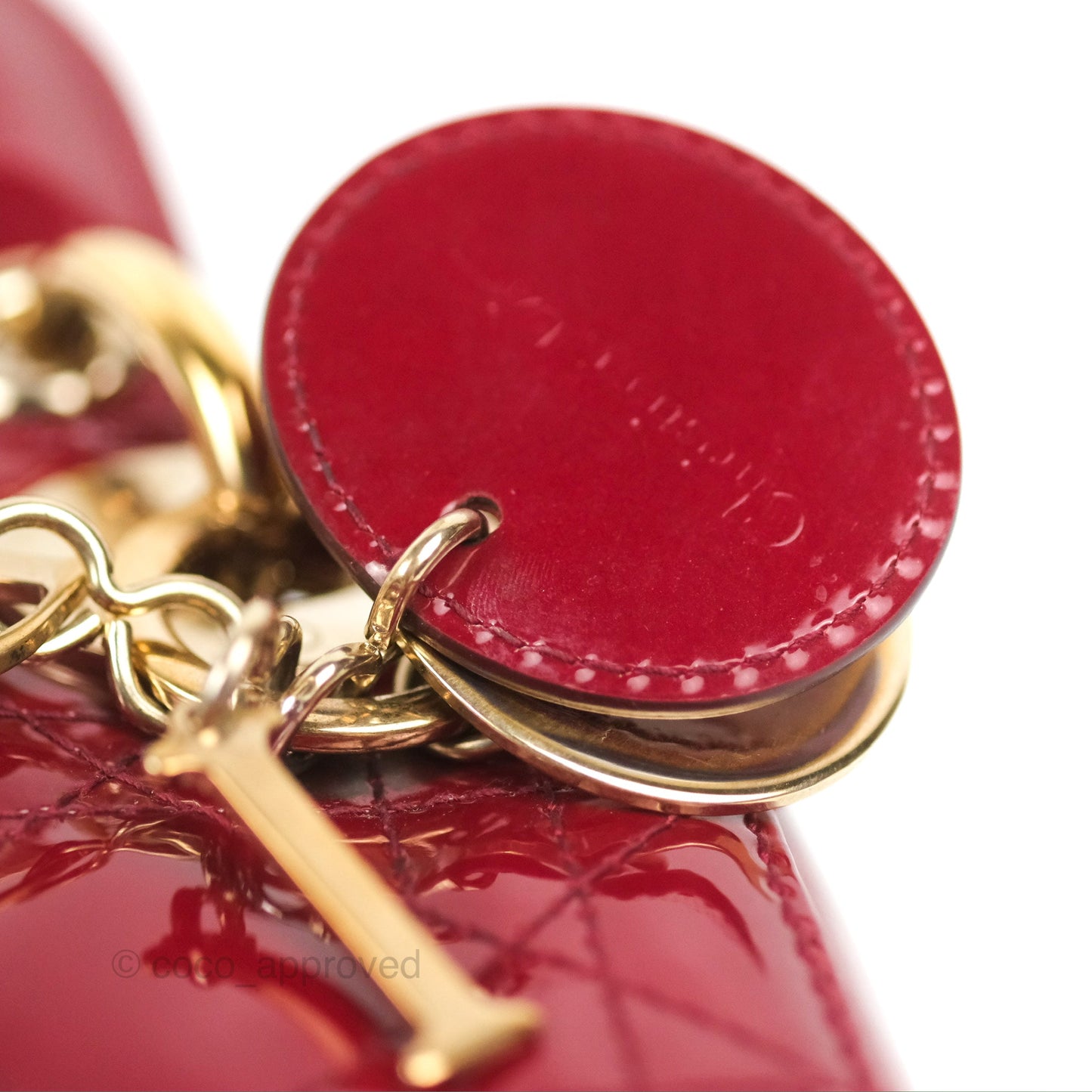 Christian Dior Mini Lady Dior Bag Red Patent Gold Hardware