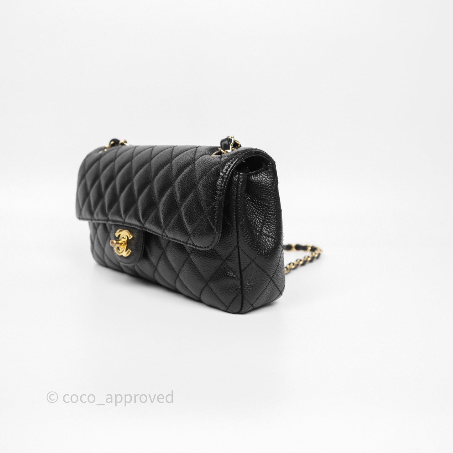 Chanel Quilted East West Flap Bag Black Caviar Gold Hardware