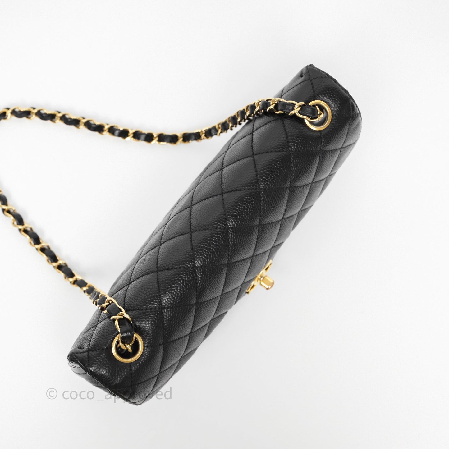 Chanel Quilted East West Flap Bag Black Caviar Gold Hardware