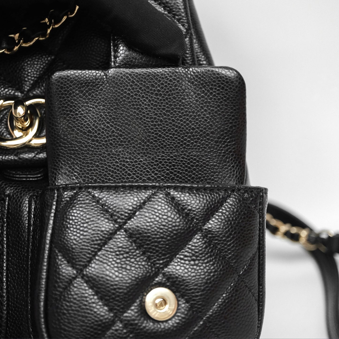Chanel Duma Backpack Medium Black Caviar Gold Hardware