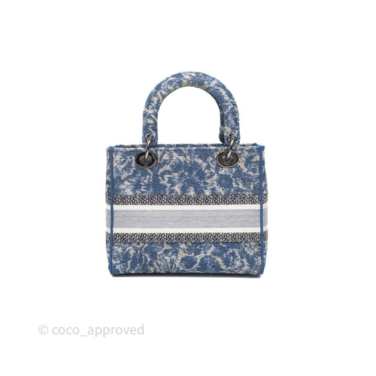 Christian Dior Medium Lady D-Lite Bag Blue Toile de Jouy Embroidery