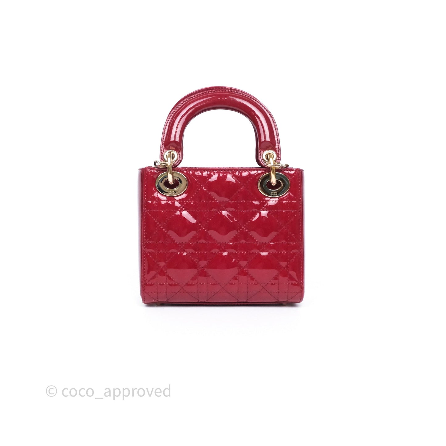 Christian Dior Mini Lady Dior Red Patent Cannage Gold Hardware