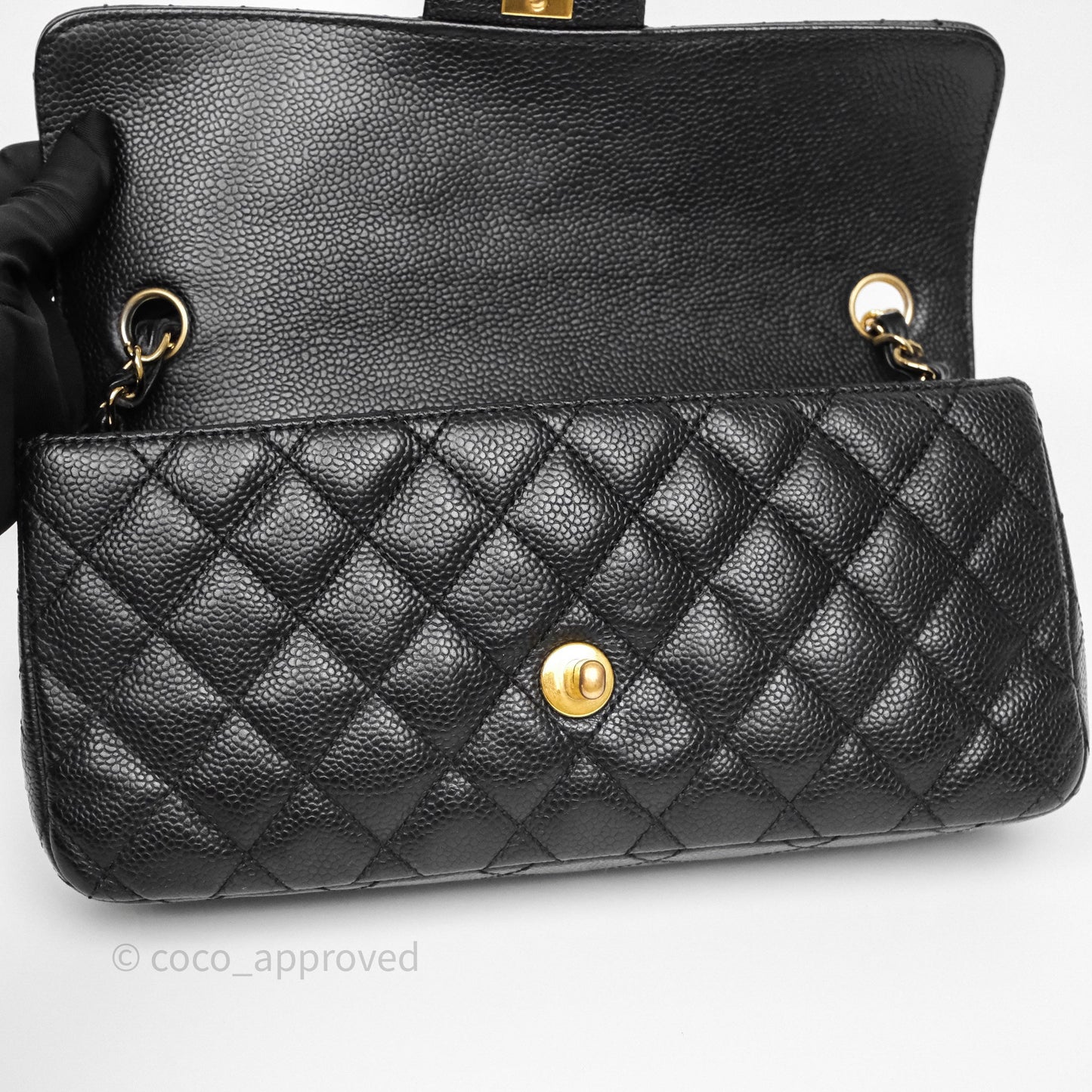 Chanel Quilted East West Flap Bag Black Caviar Gold Hardware