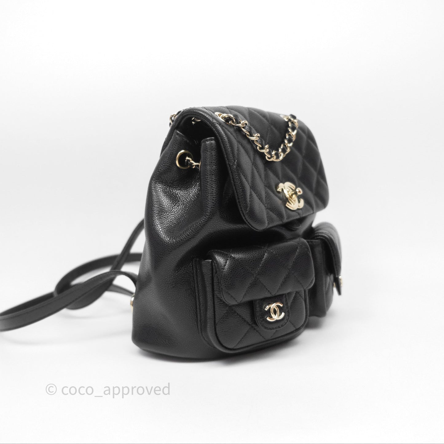 Chanel Duma Backpack Medium Black Caviar Gold Hardware