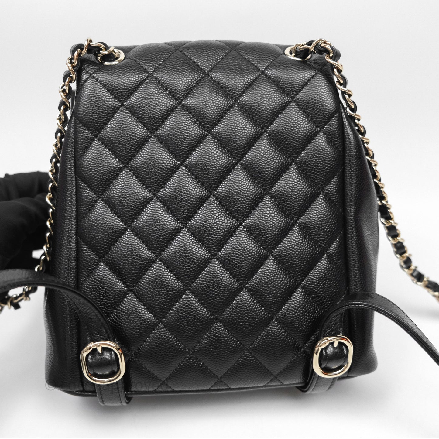 Chanel Duma Backpack Medium Black Caviar Gold Hardware