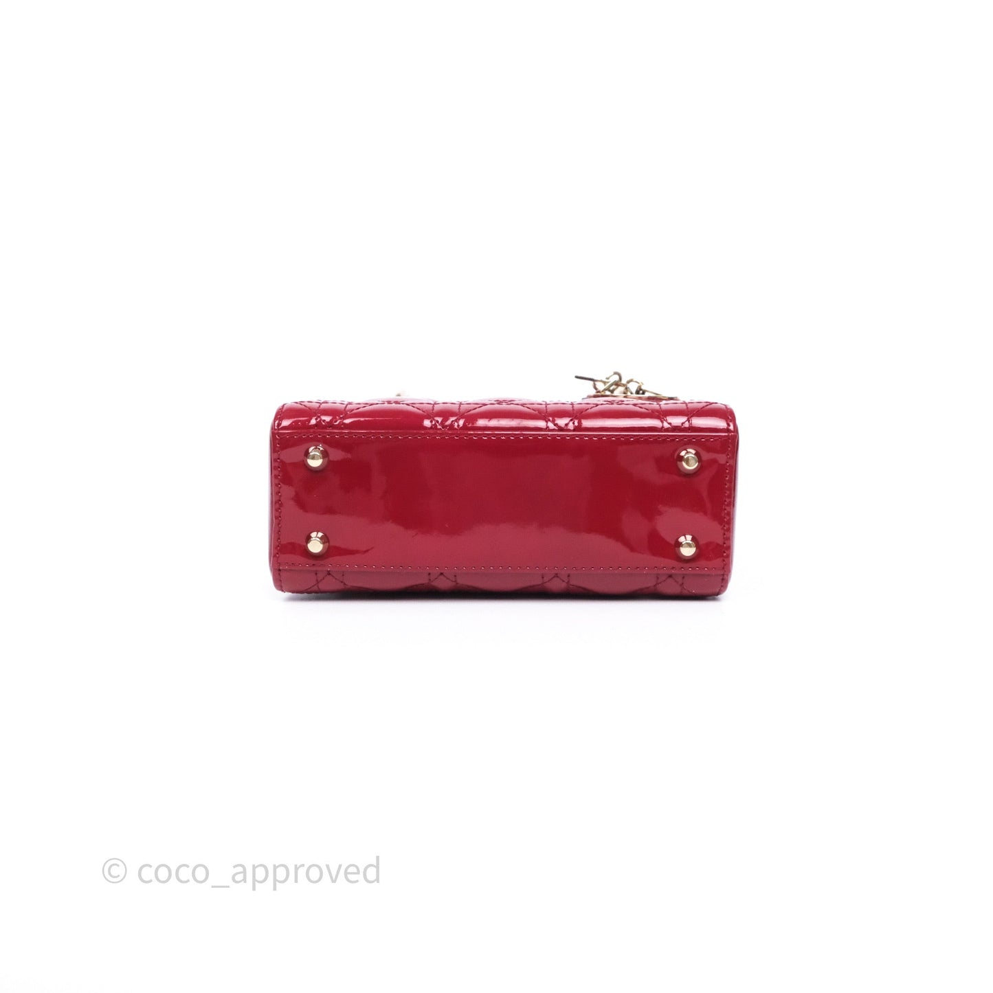 Christian Dior Mini Lady Dior Red Patent Cannage Gold Hardware
