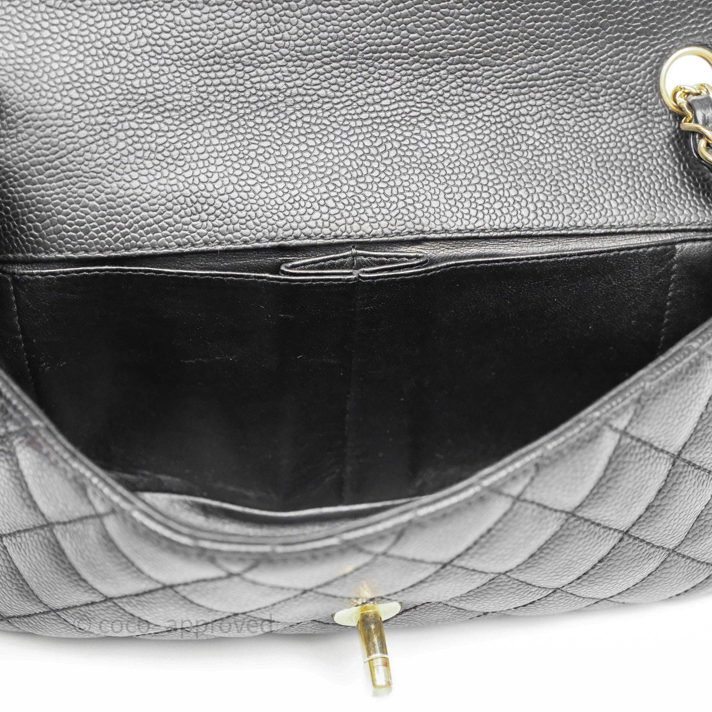 Chanel Quilted East West Flap Bag Black Caviar Gold Hardware