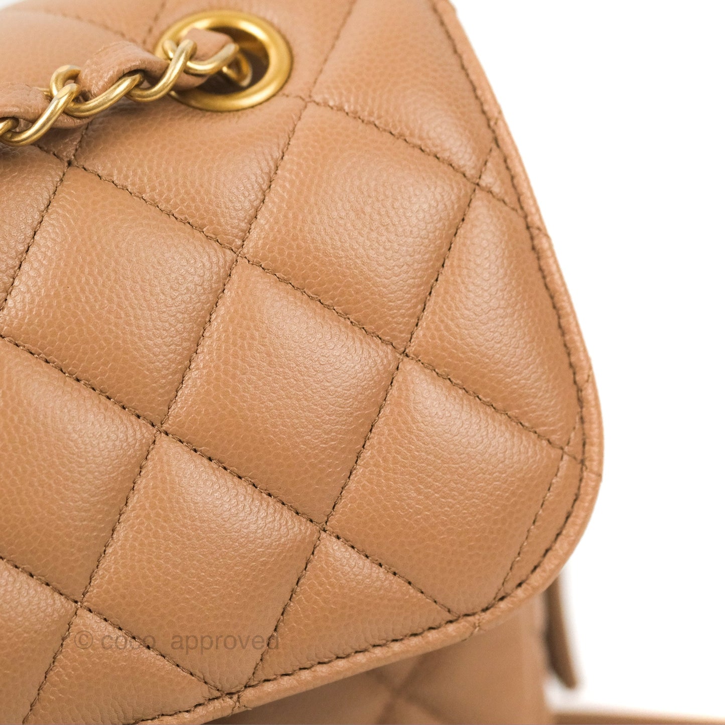 Chanel Small Flap Bag Dark Beige Caviar Gold Hardware 22K