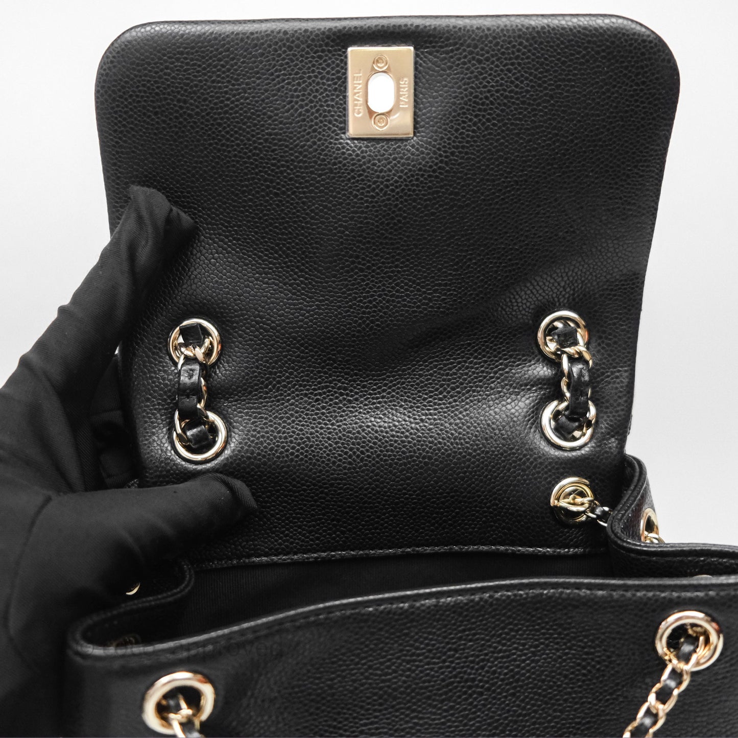 Chanel Duma Backpack Medium Black Caviar Gold Hardware