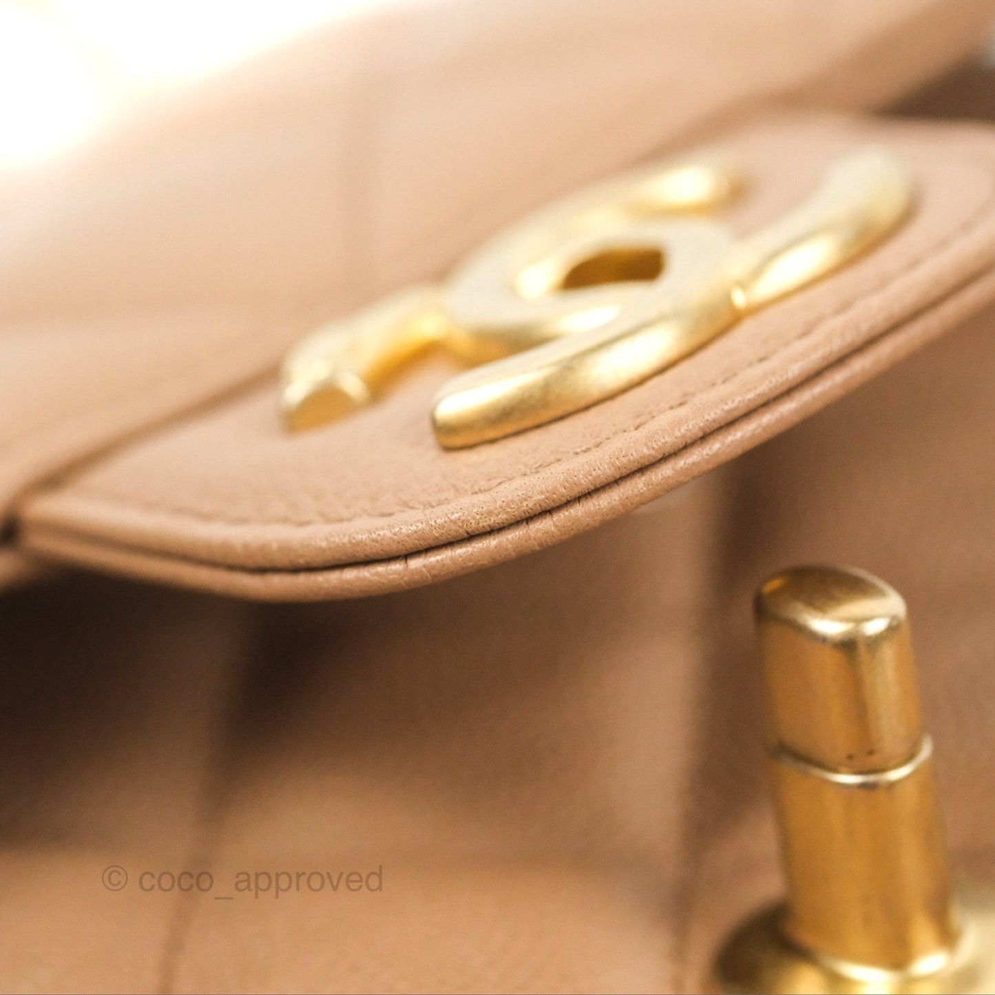 Chanel Small Flap Bag Dark Beige Caviar Gold Hardware 22K