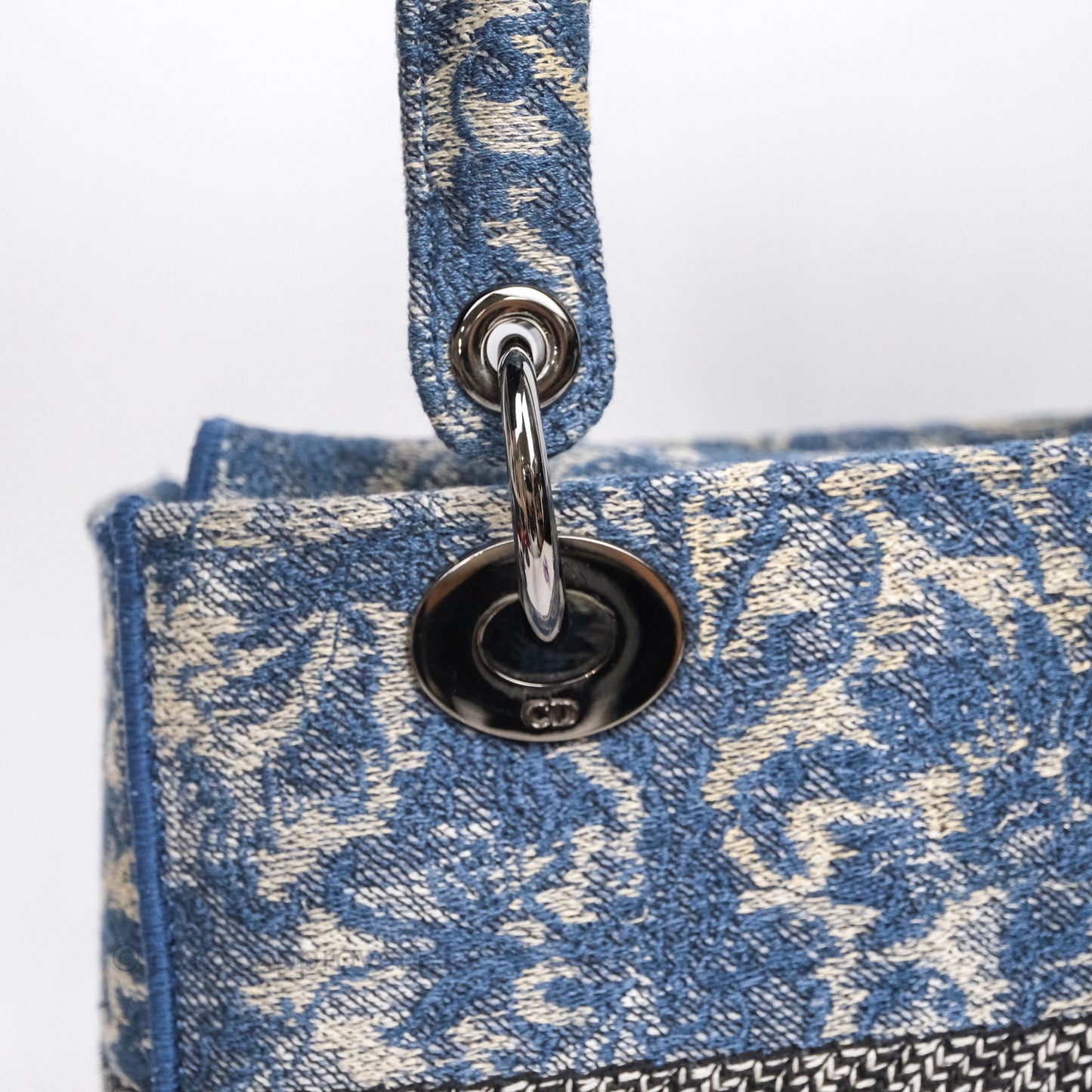 Christian Dior Medium Lady D-Lite Bag Blue Toile de Jouy Embroidery