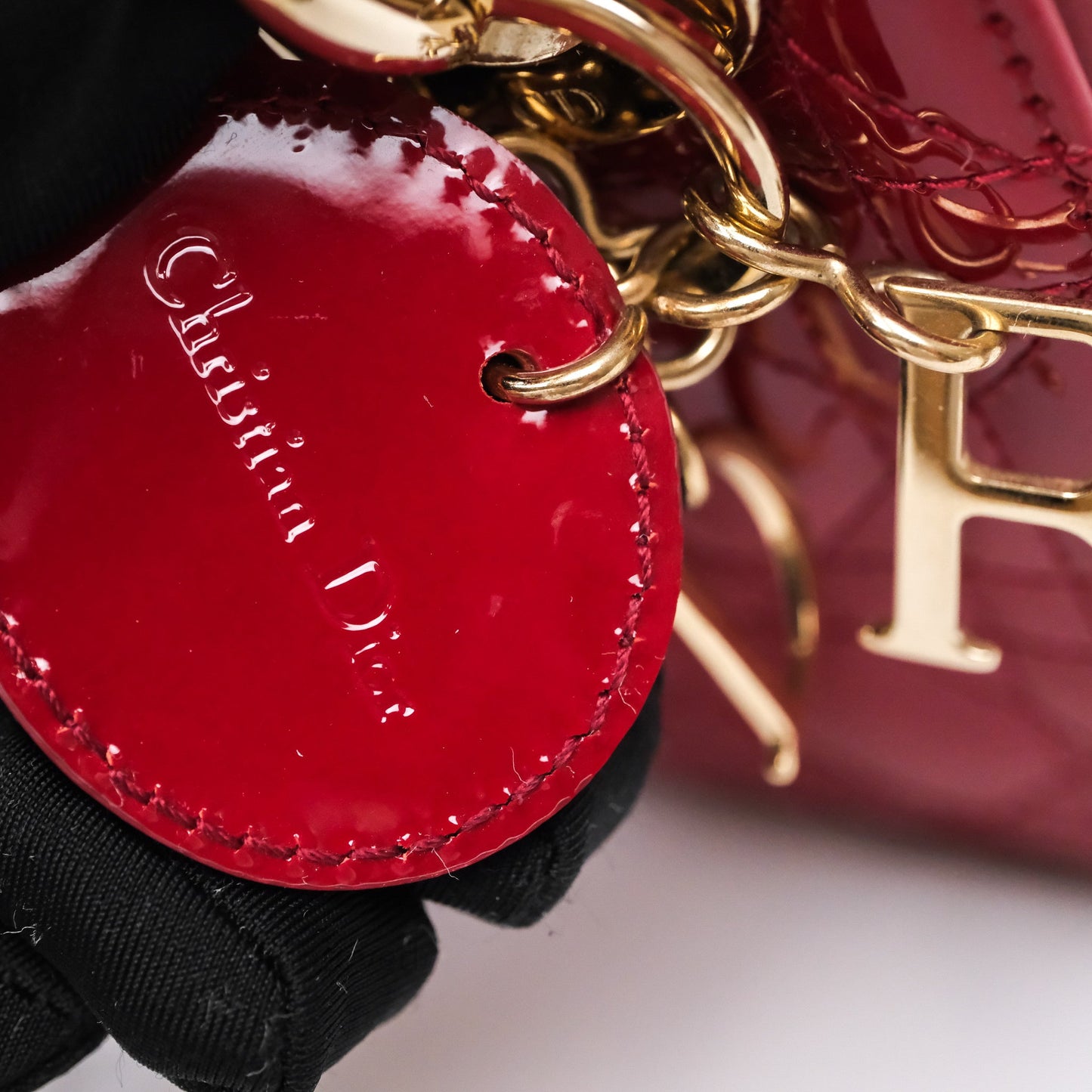 Christian Dior Mini Lady Dior Red Patent Cannage Gold Hardware