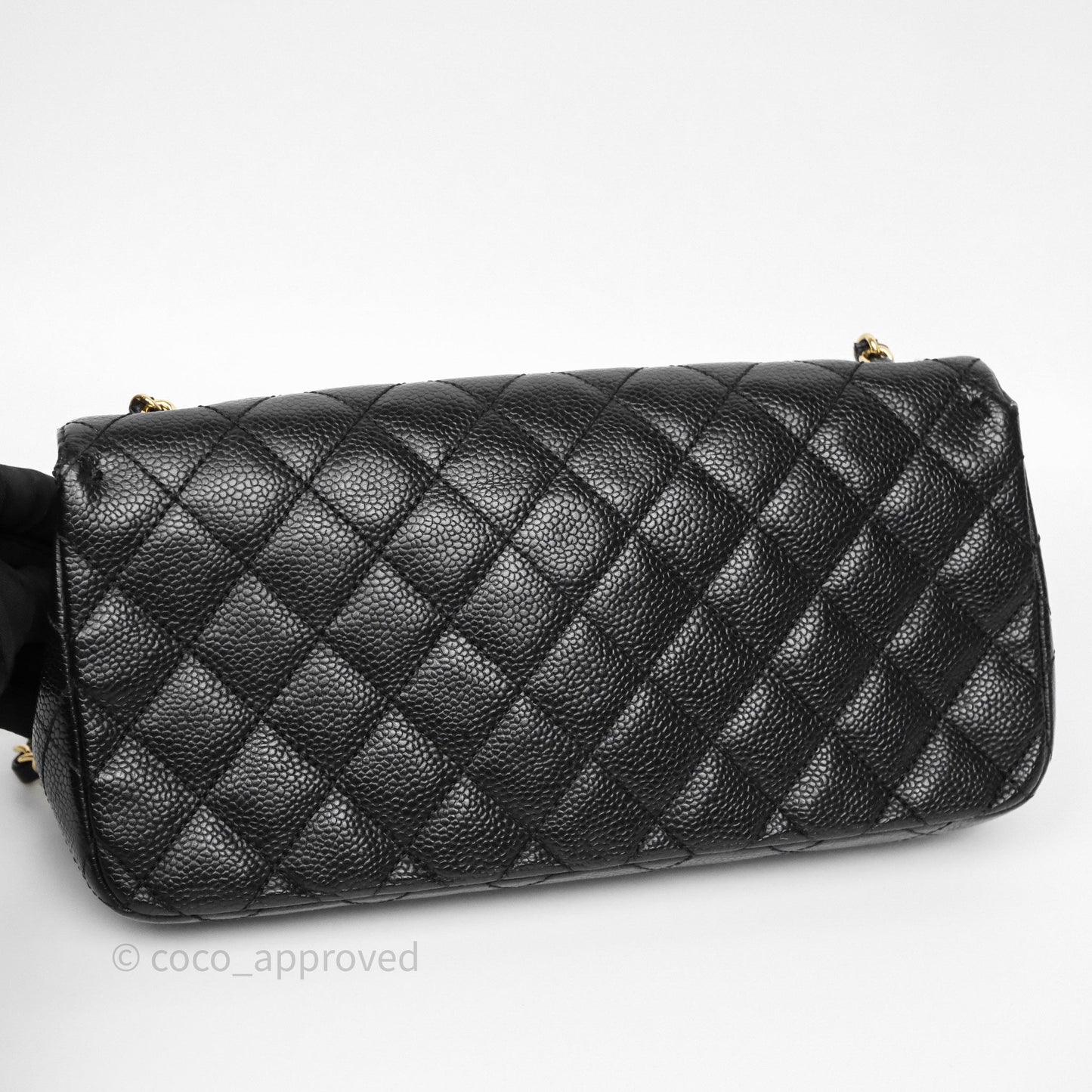 Chanel Quilted East West Flap Bag Black Caviar Gold Hardware
