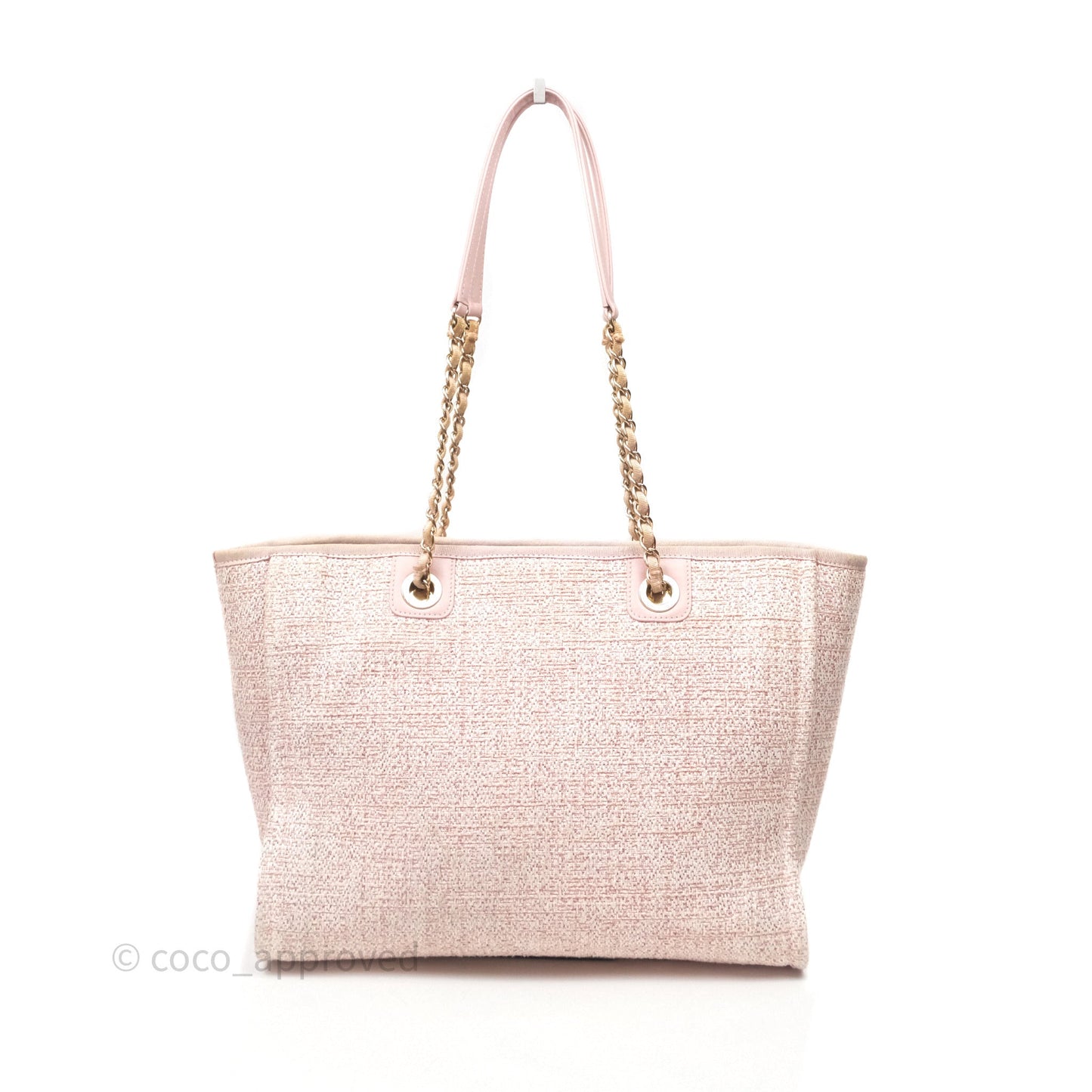 Chanel Medium Deauville Pink Glitter Raffia Gold Hardware
