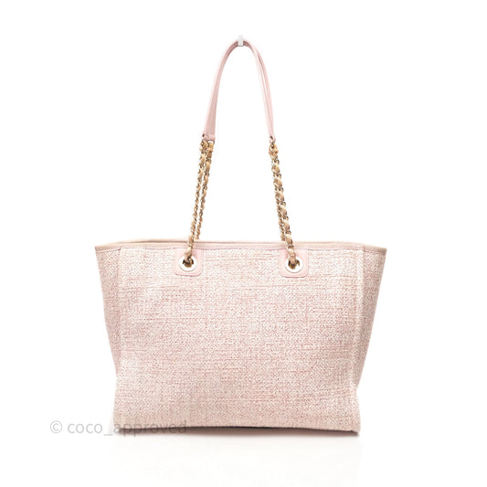 Chanel Medium Deauville Pink Glitter Raffia Gold Hardware