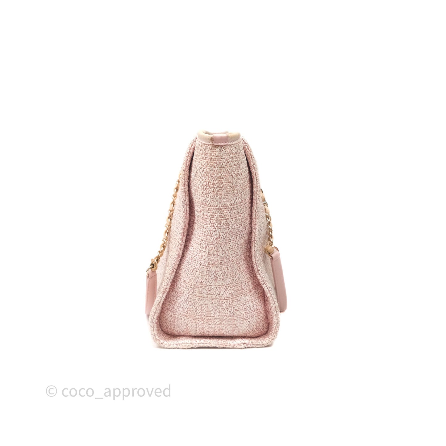 Chanel Medium Deauville Pink Glitter Raffia Gold Hardware