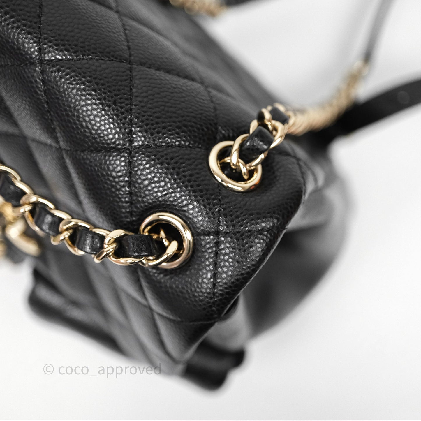 Chanel Duma Backpack Medium Black Caviar Gold Hardware