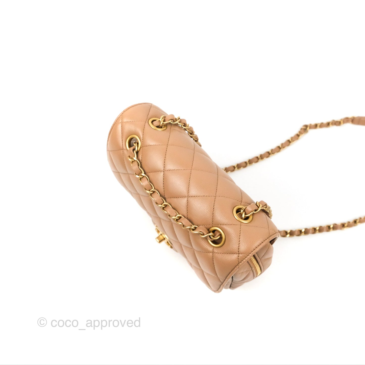 Chanel Small Flap Bag Dark Beige Caviar Gold Hardware 22K