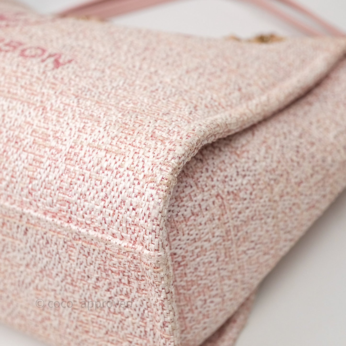 Chanel Medium Deauville Pink Glitter Raffia Gold Hardware