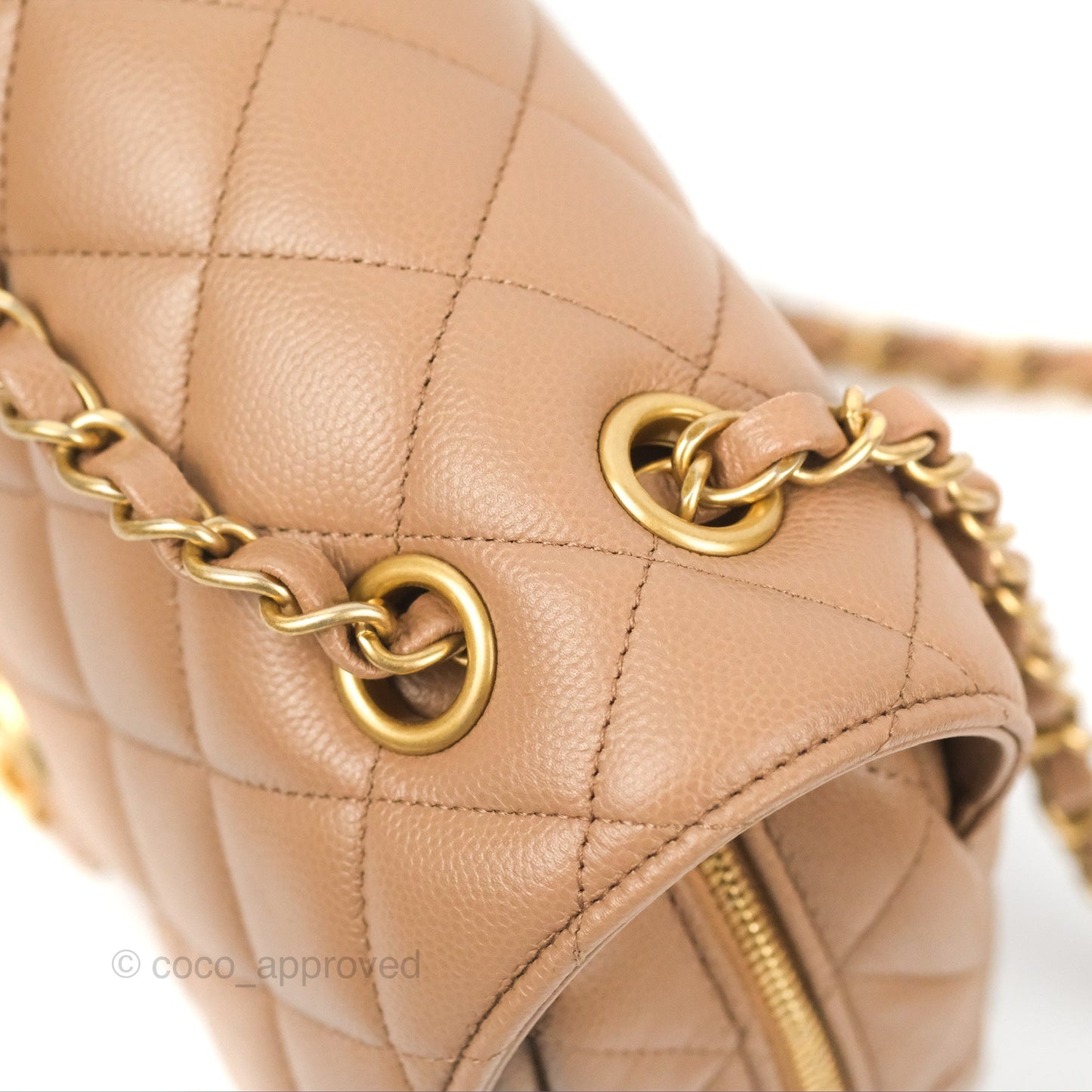 Chanel Small Flap Bag Dark Beige Caviar Gold Hardware 22K