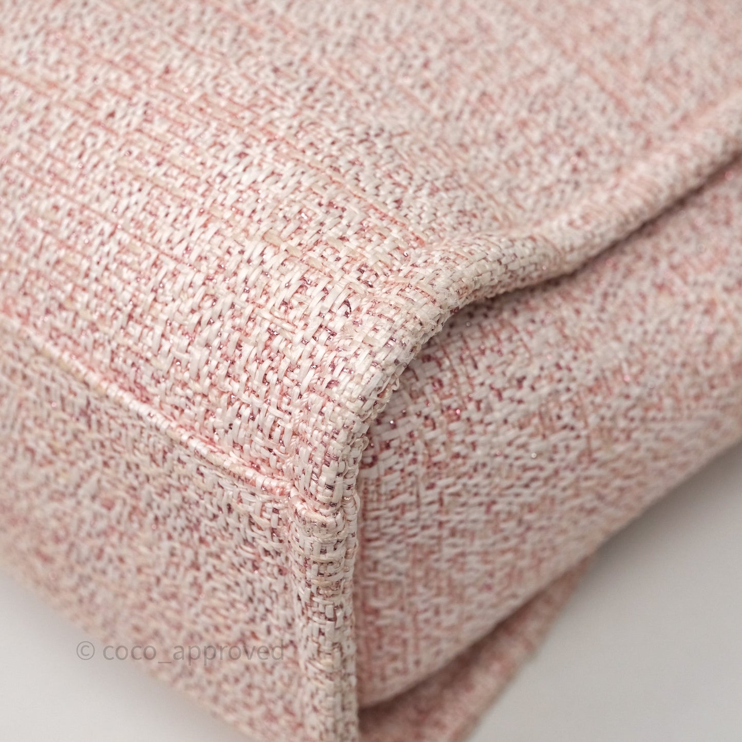 Chanel Medium Deauville Pink Glitter Raffia Gold Hardware