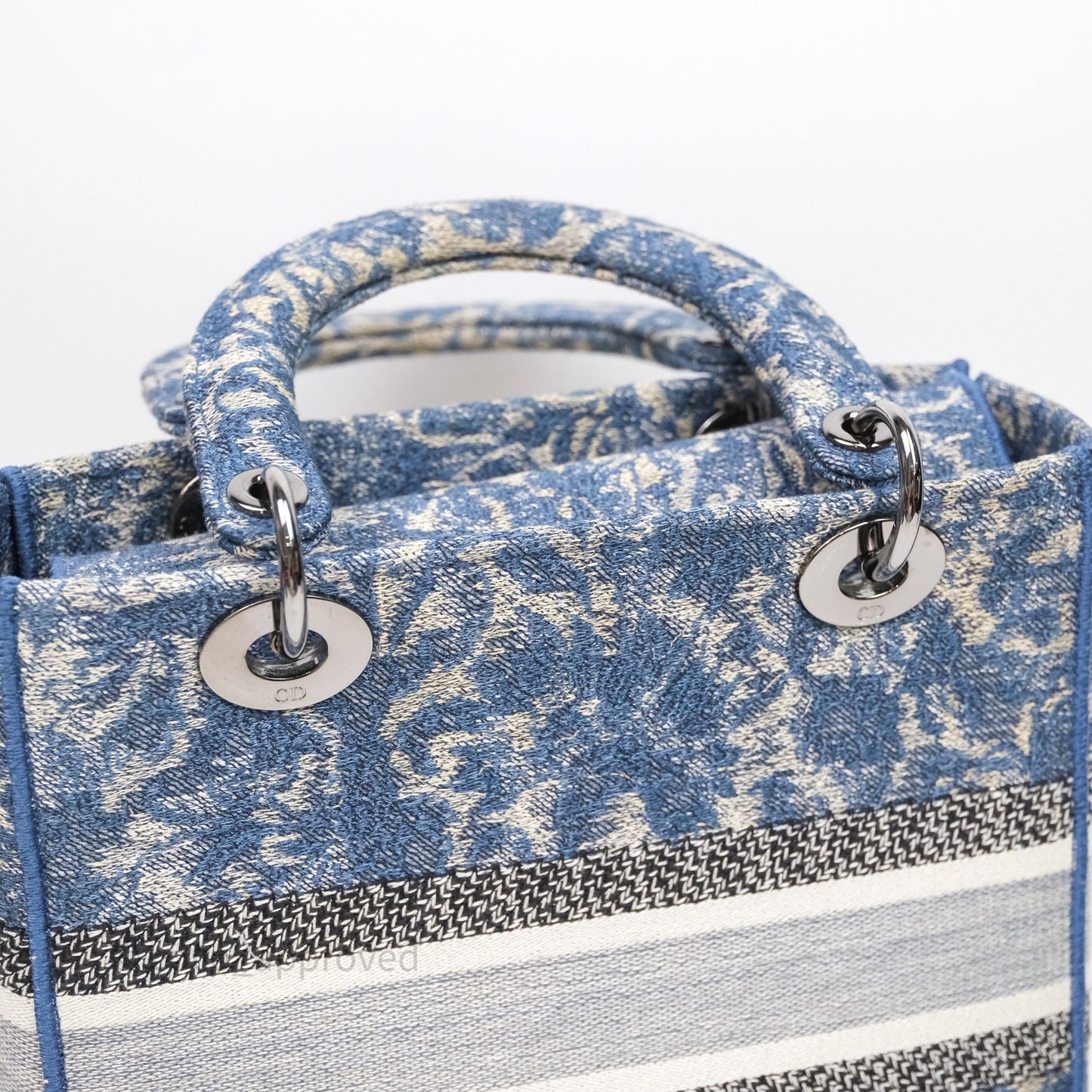 Christian Dior Medium Lady D-Lite Bag Blue Toile de Jouy Embroidery