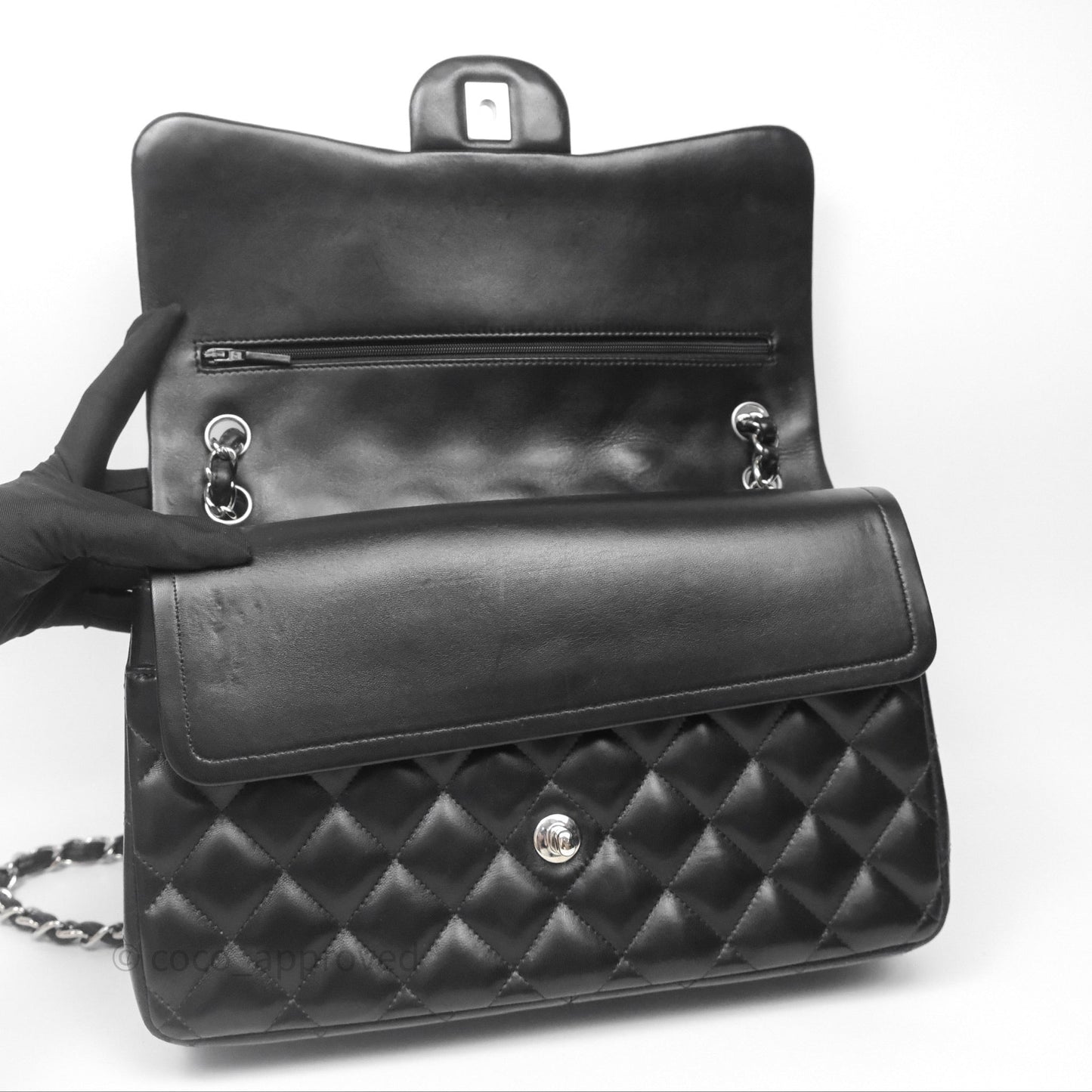 Chanel Jumbo Double Flap Black Lambskin Silver Hardware⁣⁣