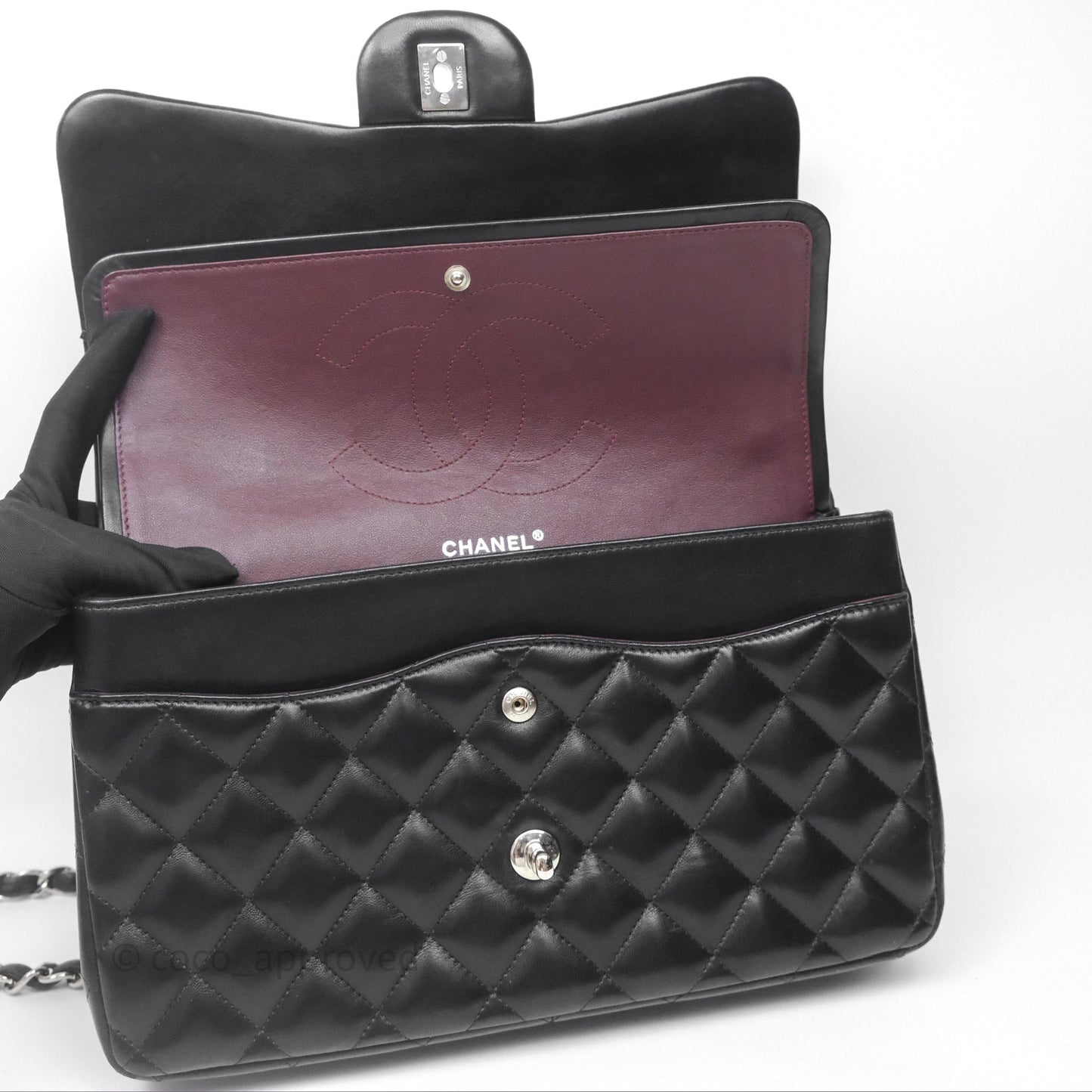 Chanel Jumbo Double Flap Black Lambskin Silver Hardware⁣⁣