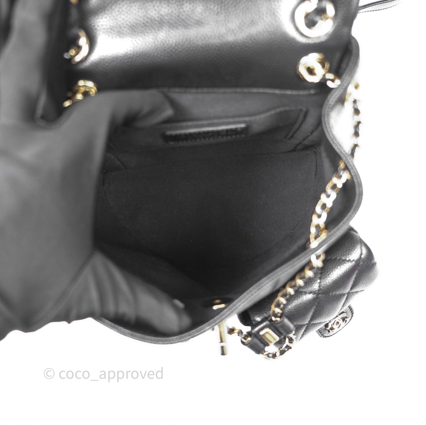Chanel Duma Backpack Medium Black Caviar Gold Hardware