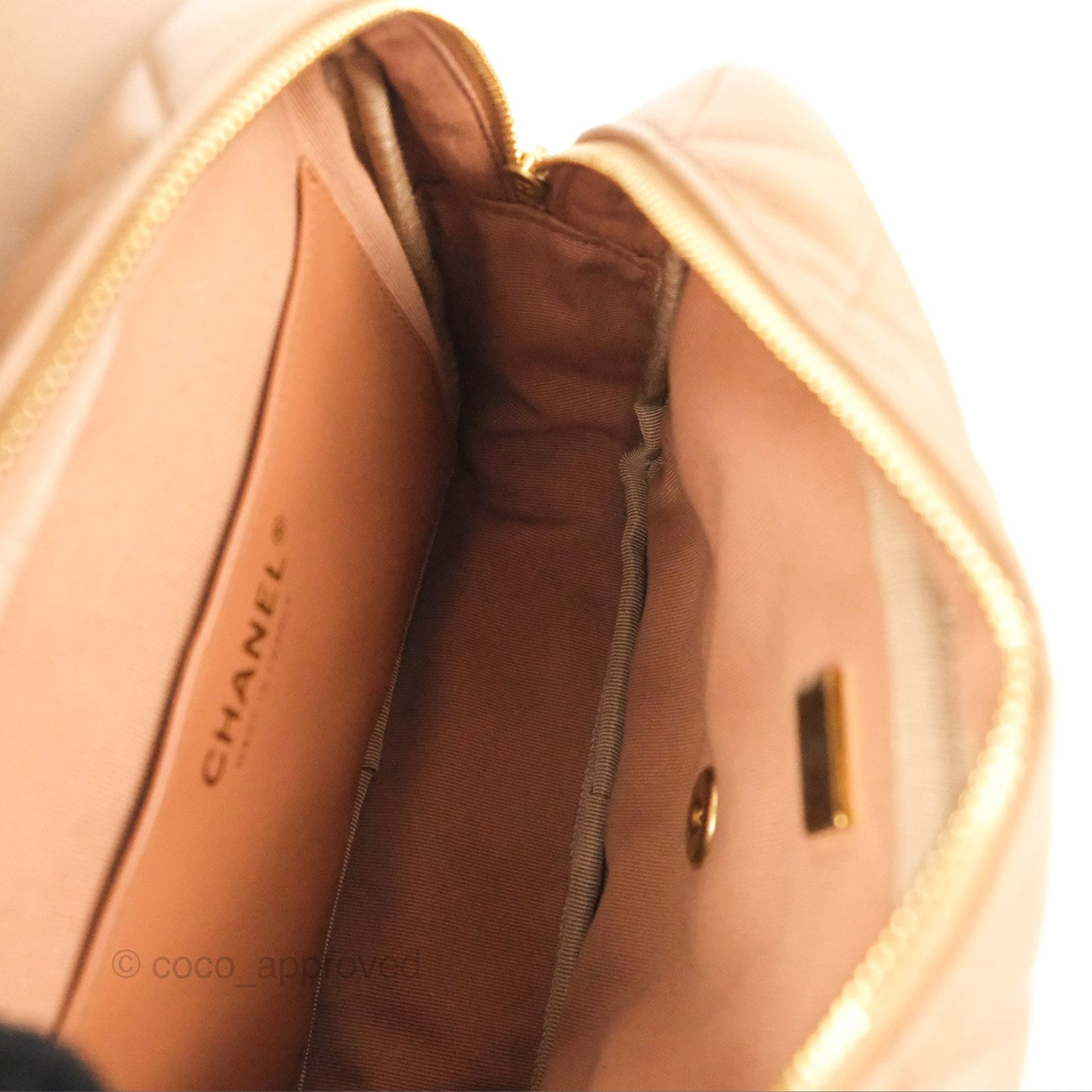 Chanel Small Flap Bag Dark Beige Caviar Gold Hardware 22K