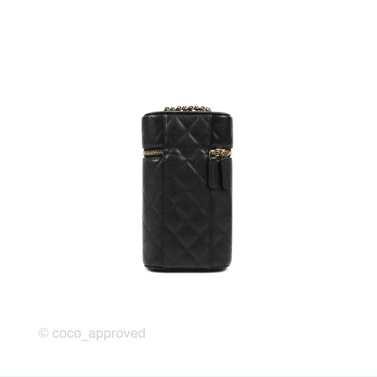 Chanel Vanity Phone Holder With Chain Black Caviar Gold Hardware