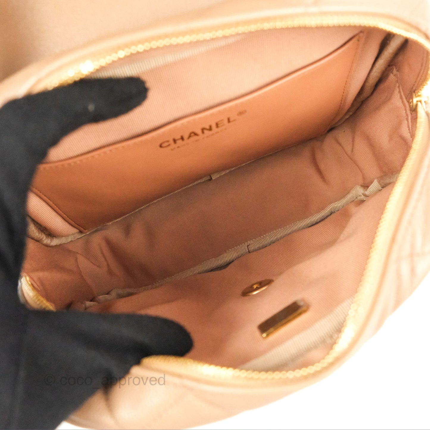 Chanel Small Flap Bag Dark Beige Caviar Gold Hardware 22K