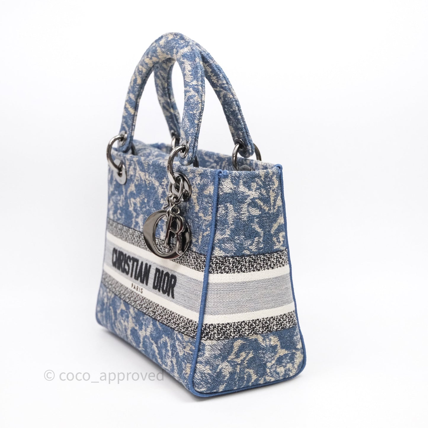 Christian Dior Medium Lady D-Lite Bag Blue Toile de Jouy Embroidery